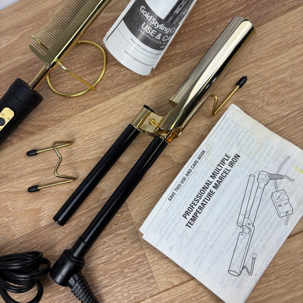 Stella Gold Styling Comb 9972 & Gold N Hot Professional Marcel Curling Iron Set - Picture 5 of 13